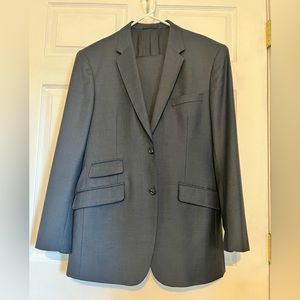 Blue Wool Suit with Loro Piana Fabric